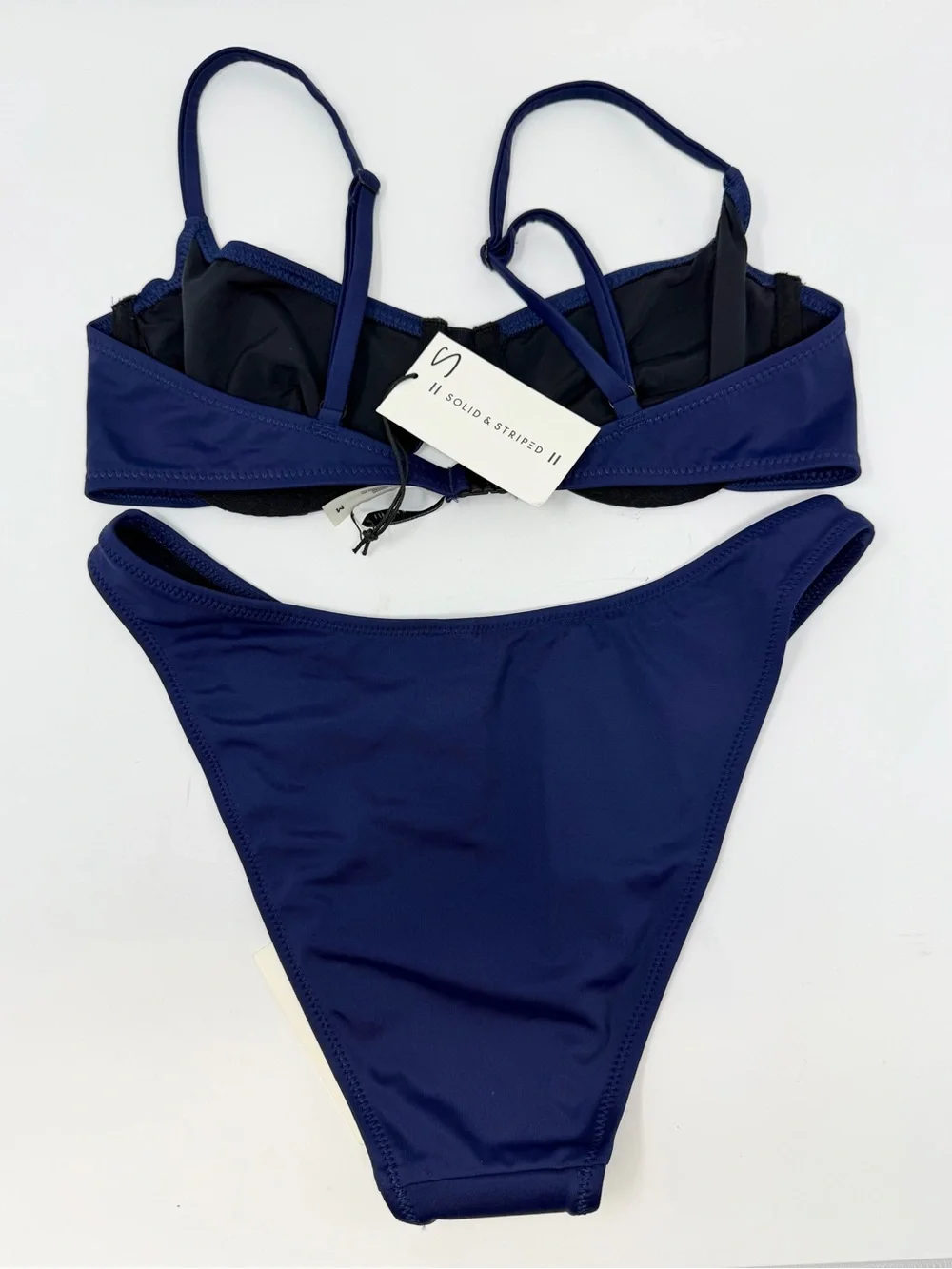 NWT SOLID & STRIPED Eva Navy Bikini Set Medium Navy Underwire